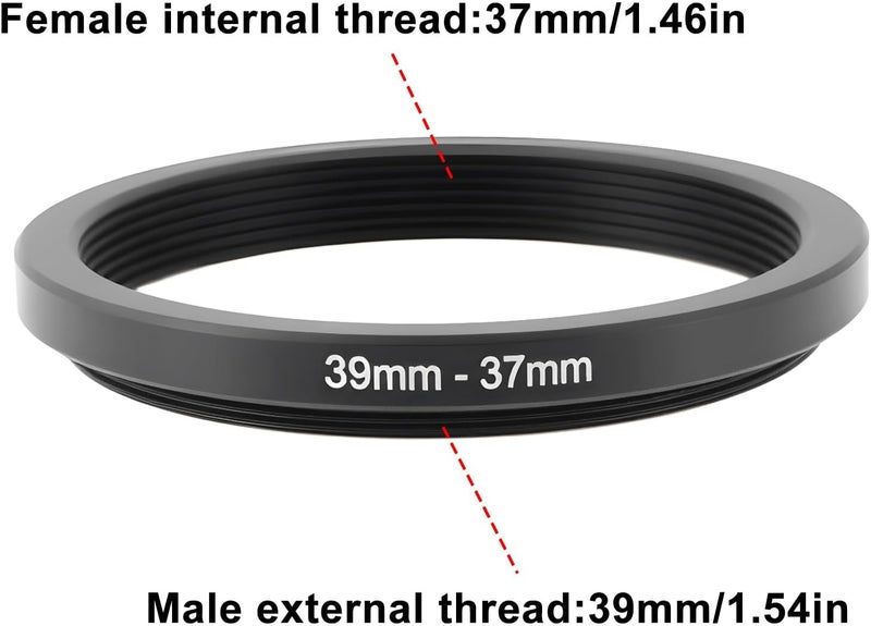 Briny River 39mm to 37mm Step-Down Filter Adapter Ring Metal Threaded Lens Converter for Filters and Accessories - Image 4
